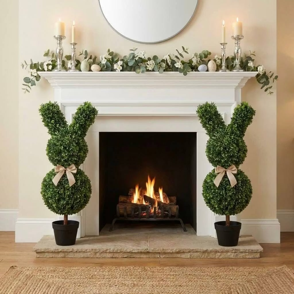 36" Artificial Easter Bunny Topiary (Set of 2)