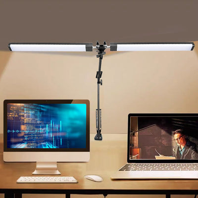 Long-arm clip double-head folding desk lamp