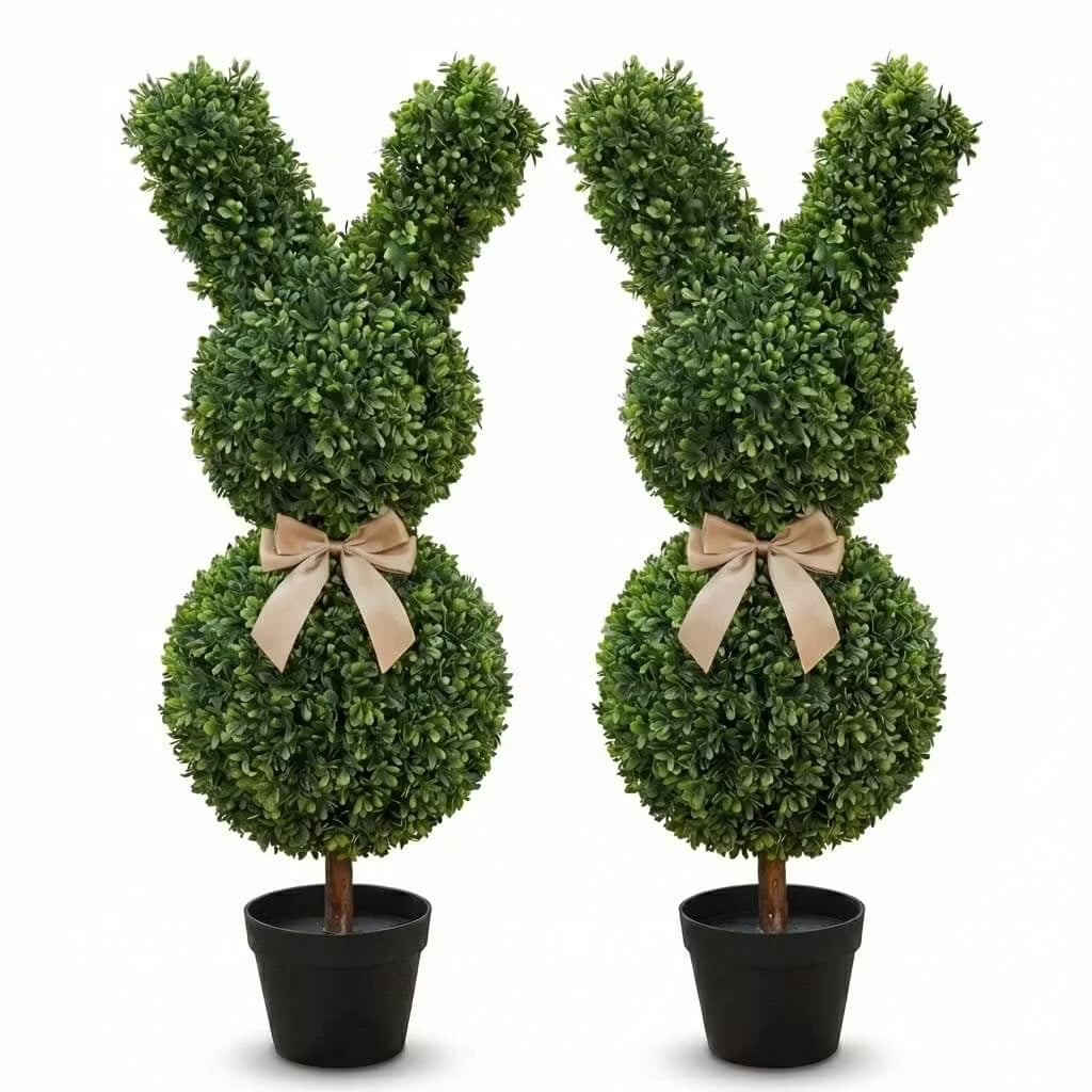 36" Artificial Easter Bunny Topiary (Set of 2)