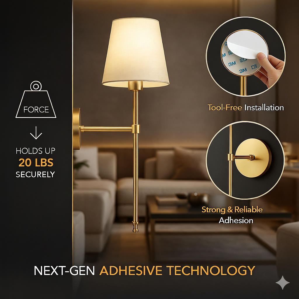 Set of 2 Wireless Wall Sconces with Remote & Rechargeable Bulbs – No Drill