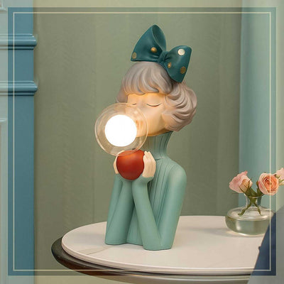 Bubble Girl Lightscordless™ Handcrafted Resin Table Lamp – Modern Decor Accent