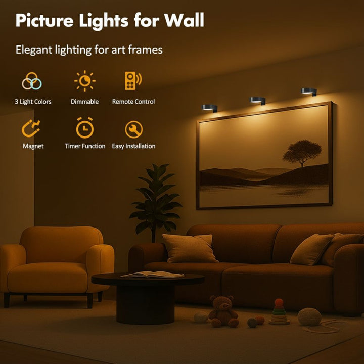 LightsCordless™ Rechargeable Picture Light - Illuminate Your Art Wirelessly