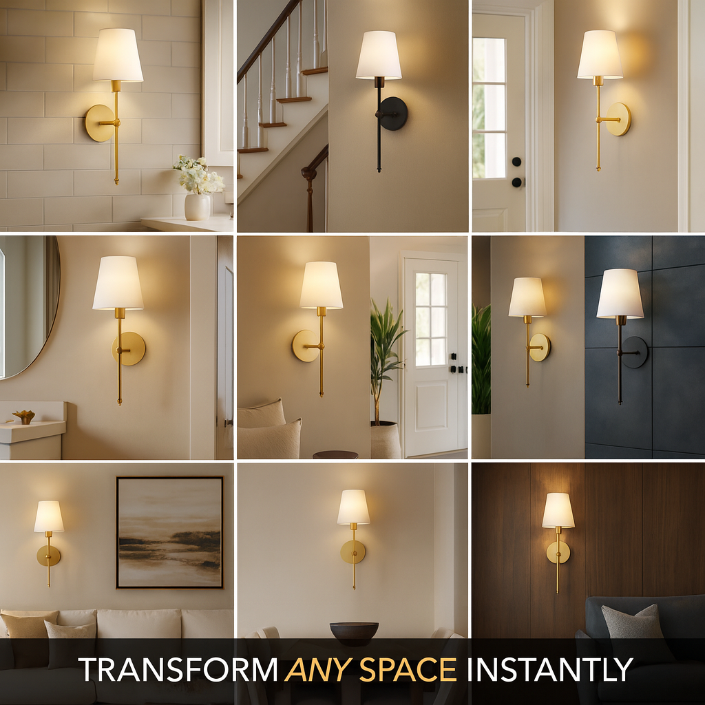 Set of 2 Wireless Wall Sconces with Remote & Rechargeable Bulbs – No Drill