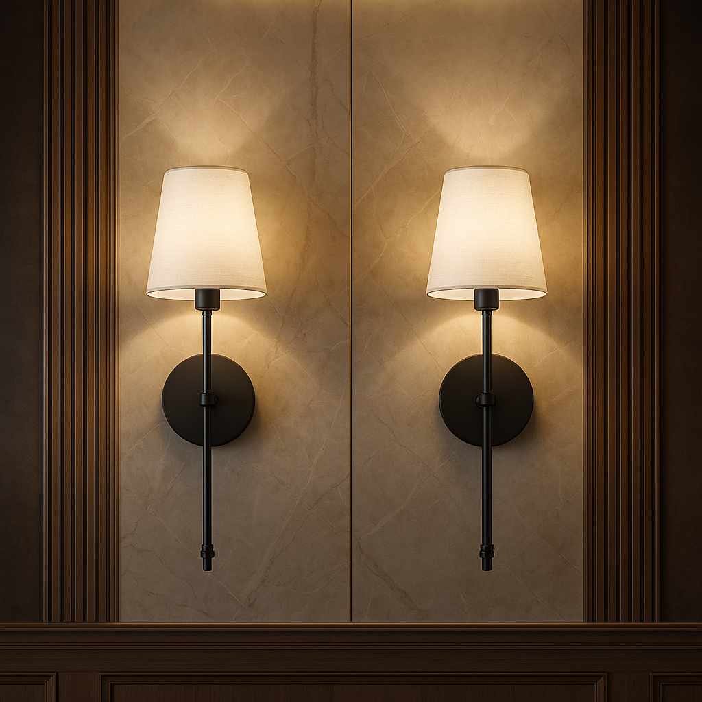 Set of 2 Wireless Wall Sconces with Remote & Rechargeable Bulbs – No Drill