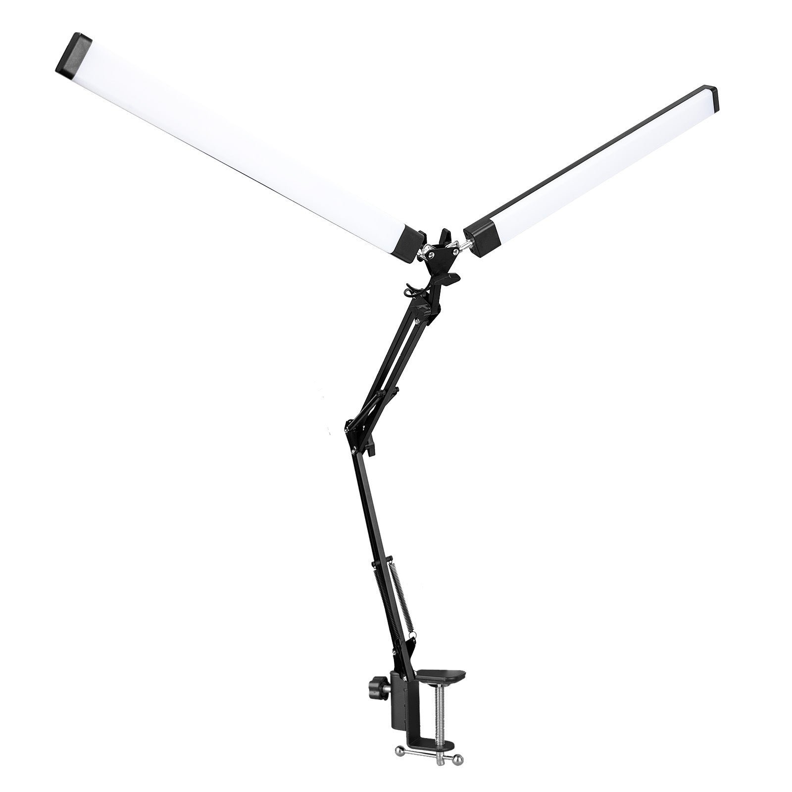 Light stand with adjustable arm on a white background