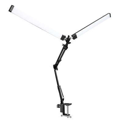 Long-arm clip double-head folding desk lamp